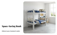 Bunk Bed No Box Spring Needed Metal Bunk Bed Full-Length Guardrails for Students, Adults, Dorm Room Quarters, Small Apartment
