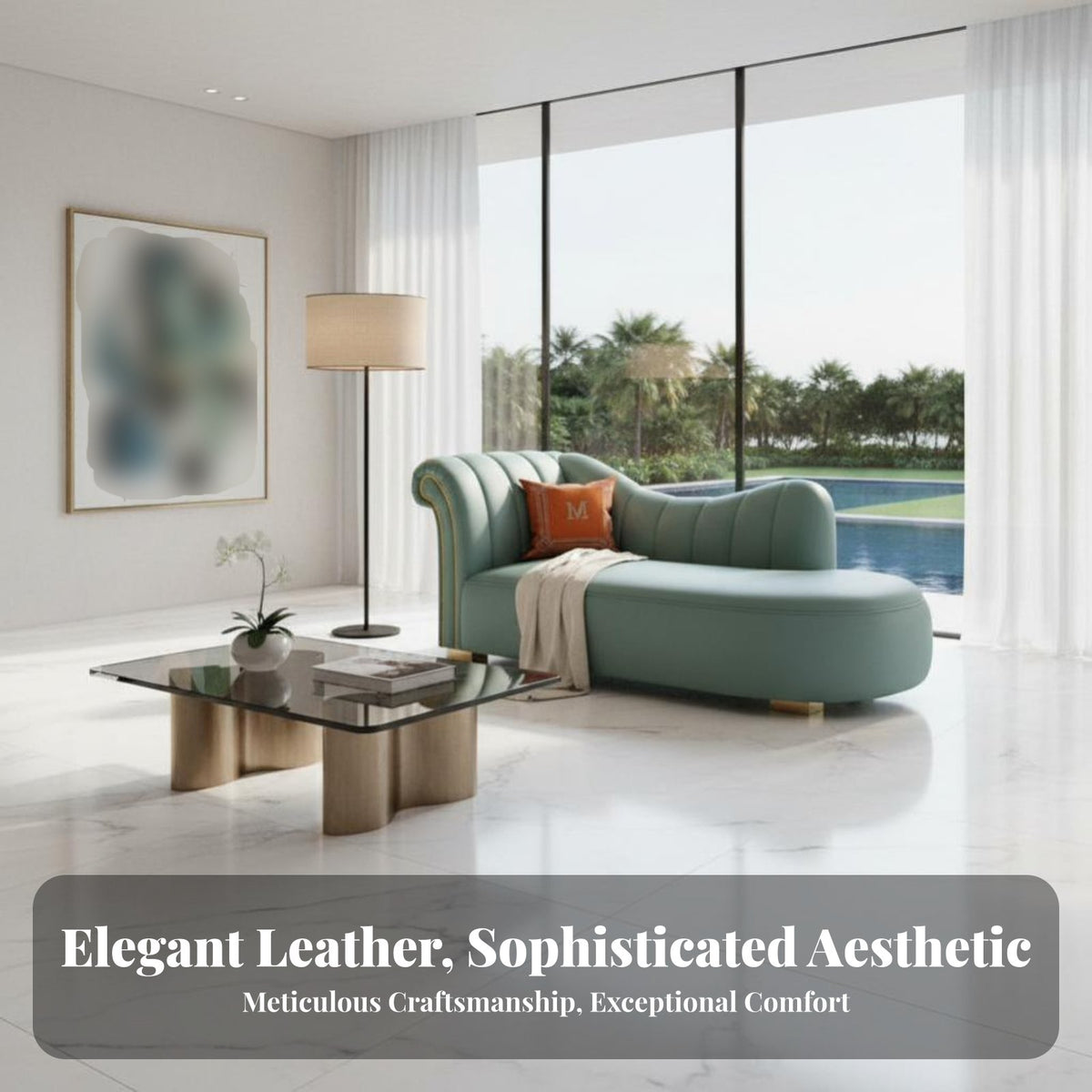 Luxury artistic Single side supportrest Chaise Lounge Modern fashion Oversized Chaise Lounge Curved excludeline Home Furniture adaptable Use for homeowners, Readers, home enthusiasts, Living Room, Bedroom, perusing corner