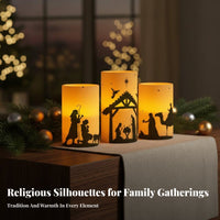 5 Pieces Nativity Scene Candle Set Gift Ready Religious Christmas Lights Warm Light Christmas LED Pillar Candles for Christians, Families, Mantelpiece