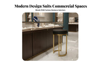 Modern Design Backless Pedestal Stool Sleek Look Bar Chair Integrated Footrest Seating Furniture Stable Round Base for Business Owners, Interior Decorators, Jewelry shop, Reception Area, Boutique, Restaurant