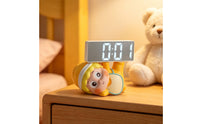Decorative Clock with Figurine Base Cartoon Mirror Digital Clock Compact Mini for Entryway