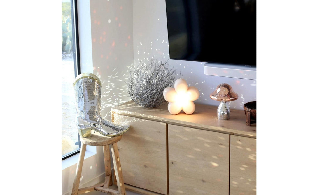 Reflective Tiles Disco Style Boot Ornament Sparkling Disco Boot Ornament Glossy Finish