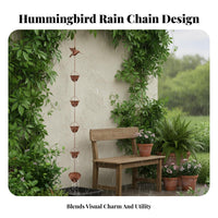 Hummingbird Rain Chain Adjustable Decorative Downspout Chain Directs Water Downward Hanging Rain Chimes for Bird Lovers, Outdoor, Porch, Patio
