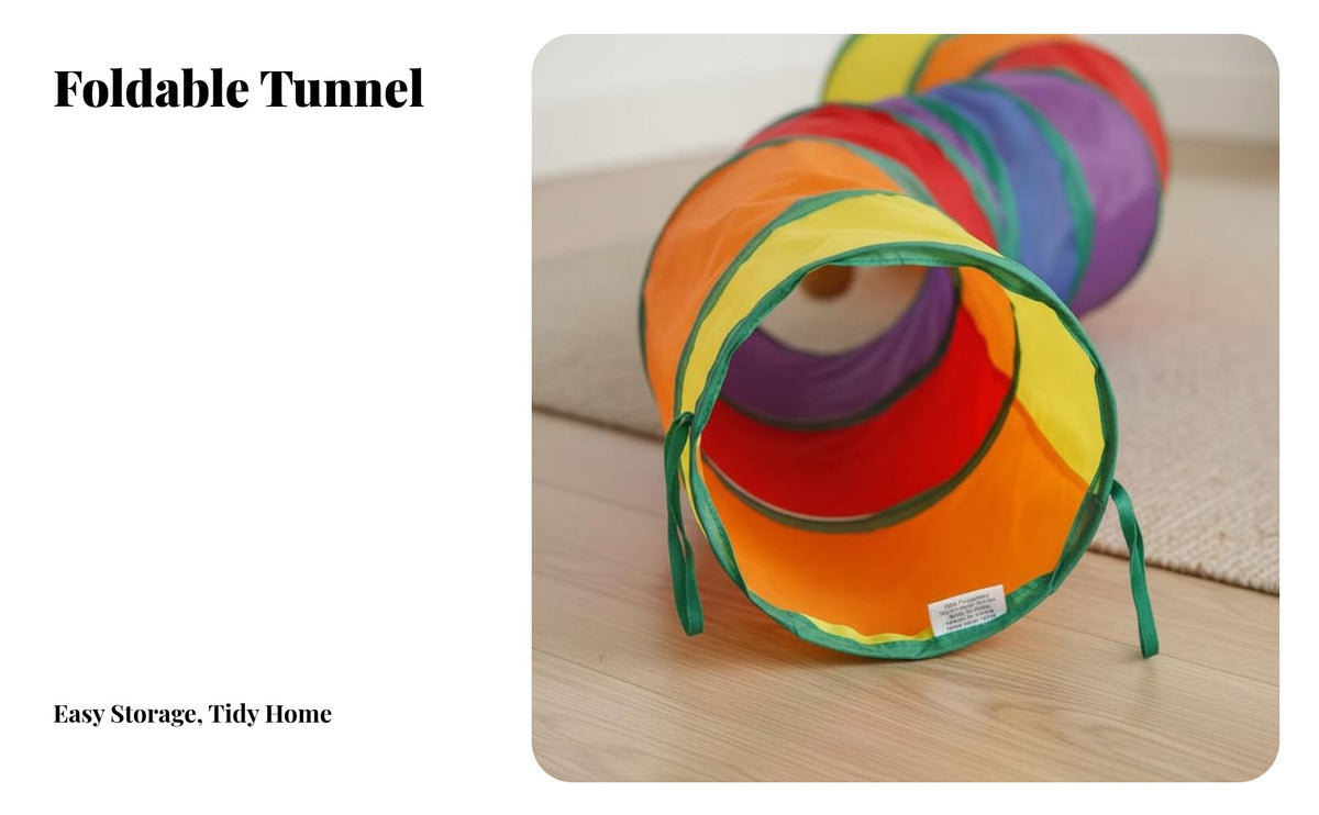 Cat Tunnel Self-Entertaining Rainbow Play Tunnel Easy to Clean Rainbow Play Tube for Kittens, Small Animals, Indoor