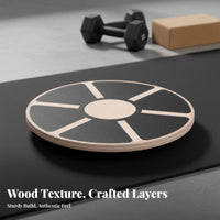Long-Lasting Wood Construction Wooden Balance Board 360-Degree Rotation Round Balance Board Anti-Slip Surface Exercise Stability Disc Stable Base for Athletes, Physical Rehabilitation Patients, Seniors, Gym, Office
