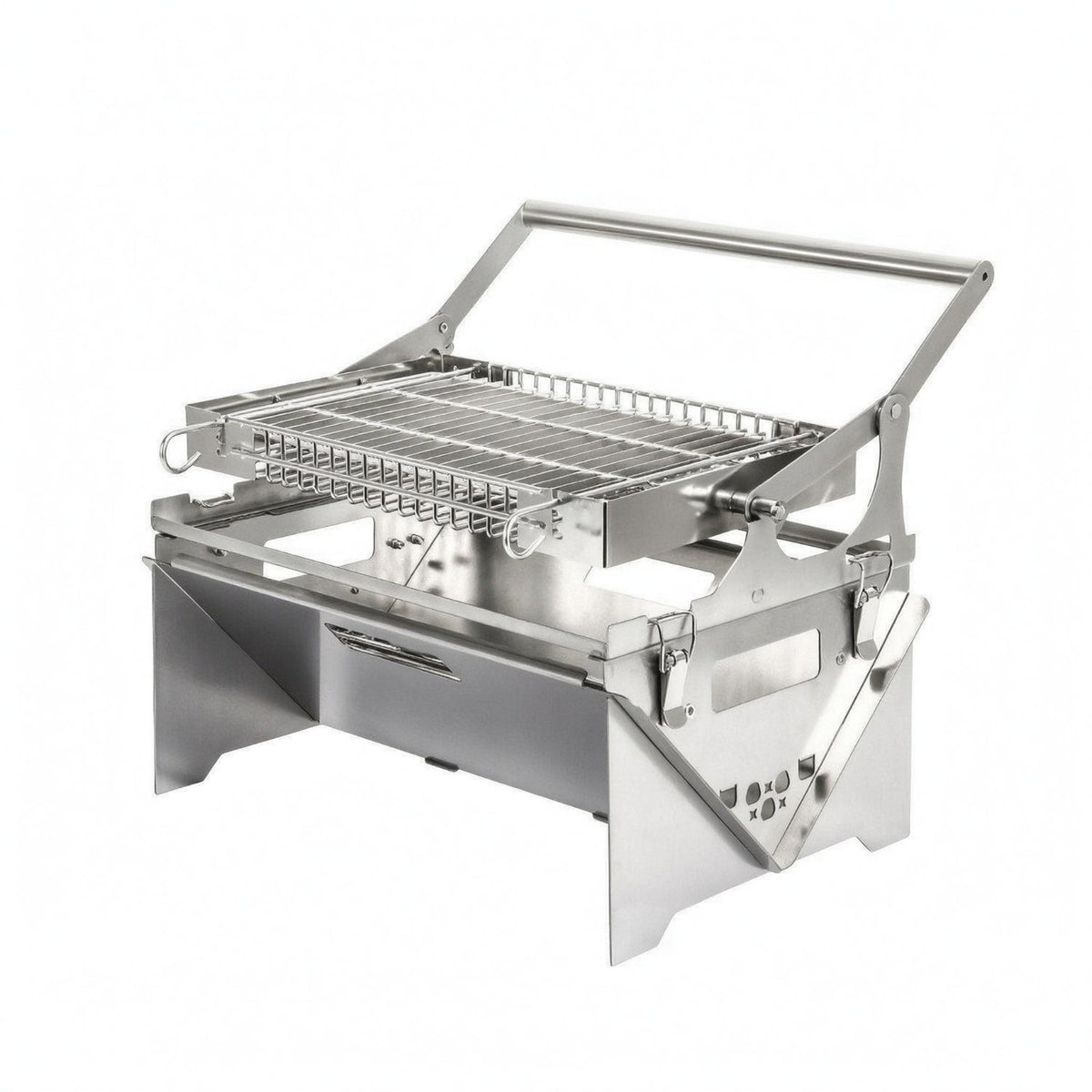 Foldable Barbecue Grill Flip-up Stainless Steel Grill Heat Resistant Outdoor Cooking Gear