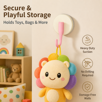 4 Pack Waterproof Suction Hooks, No Drill Heavy Duty Hooks, Removable Round Suction Cup Hooks for Bathroom, Kitchen, Glass