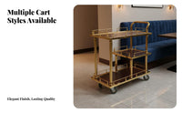 Rolling Bar Cart With Wheels Mobile Beverage Cart Push Handle Wooden Tea Trolley for Entertainers, Vino Enthusiasts, Parties, Dining Room, Home Office