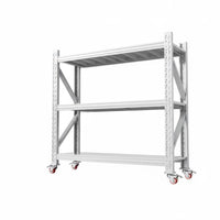360° Swivel Casters Mobile Shelving Unit with Wheels Multi-Purpose Rolling Storage Rack High Weight Capacity Rolling Utility Shelf Easy Assembly for Warehouse, Workshop, Basement