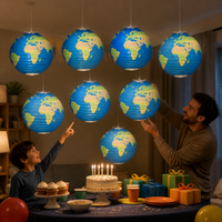 DIY Planet Paper Lanterns for Kids' Birthday & Starry Sky Theme Parties, Foldable Round Hanging Decorations