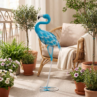 Outdoor Flamingo Statue Decorative Metal Flamingo Freestanding Bird Statue Stable for Gardeners, Homeowners, Garden, Courtyard, Balcony, Wedding