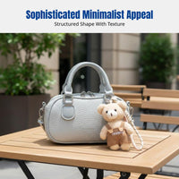 Bowling Bag, Small Square Shoulder Bag, Women's Summer Handbag, plush teddy accent, stylish Crossbody