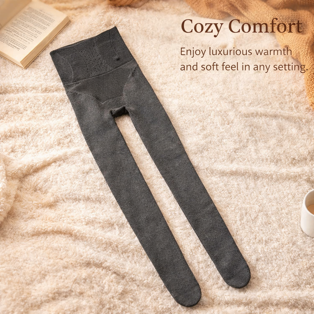 Thermal Leggings for Women with High Waist Fleece Lined for Winter, Combed Footed Tights for Autumn, Soft for