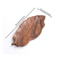 Decorative Leaf Shaped Tray Elegant Walnut Serving Tray Rustic Wooden Platter Minimalist for Tabletop Display