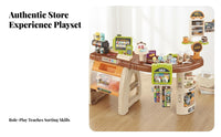 Kids Grocery Store Playset Lights and Sounds Toy Register Playset Working Product Identifier Supermarket Checkout Counter Toy for Playroom, Daycare