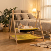 Swing Bed 2-Layer Hanging Cat Bed with Tassels, Indoor Toy and Hanging Bed for Relaxation, Universal Size Cat Swing Playground for Self-Play