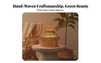 Woven Paper Rope Lampshade Aesthetic Paper Rope Lamp Shade Handmade Imitation Rattan Pendant Shade for Bedroom, Living Room, Study