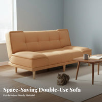 Cat Scratch Resistant Foldable Sofa Bed Space Saving Futon Sofa Bed Multi-Purpose-Use 2-Seater Convertible Futon Easy Assembly for Pet Owners, Apartment Dwellers, Young Adults, Small Areas, Bedroom, Home Office