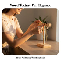 Natural Wood Hair Tie Organizer Accessible Design Horizontal-Bar Bracelet Holder Multi-Functional for Women, Boutique Owners, Dresser Top
