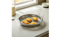 2 Pieces Round Oil Draining Tray with Mesh Insert Rust-Proof Oil Filter Tray Silver-Toned Strainer Versatile for Frying
