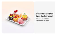 Dollhouse Dessert Tray Patterned Liner Dollhouse Dessert Model Recessed Handles Miniature Cake Set