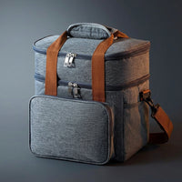 Lunch Box Tote Bag for Outdoor Picnic, Insulated Lunch Bags for Women with Shoulder Strap, Oxford Cloth Thermal Bag, Folding 2 Layer Cool Bag