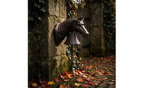 Hand-Pull Horse-Head Bell Vintage Cast Iron Entry Bell Sculpted Entryway Fixture Dark Metal Finish for Doorway