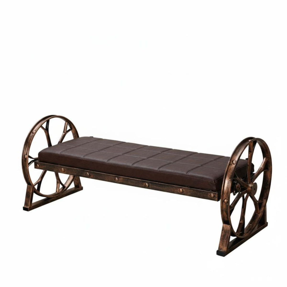 Vintage design 3-Seater Salon Bench Faux Leather Upholstery Waiting Room Seating Sturdy Frame Reception Sofa long-lasting Construction for Barbershop Owners, Clients, Customers, Lobby, Entryway, Office