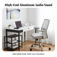 Sturdy Construction High-Fidelity Equipment Stand Vibration Reduction Aluminum Amplifier Stand Shock Absorbing Feet Multi-Tier Audio Rack Ventilated-Air Shelving for Audiophiles, Home Studio