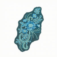 Embroidered Applique Floral Beaded Applique Mesh Ornament with Beads Decorative Trim 3D for Dressmakers, Necklines