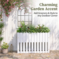 Outdoor Wooden Planter Box with Fence for , Raised Garden Bed Long for Gardeners, Rectangular Flower Freestanding 120x30x90cm