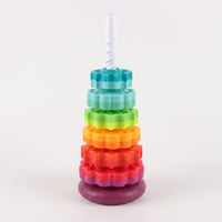 Stackable Rainbow Stacking Stacker Fine-Motor Stacking Toy with Spiral Pole Sensory Disc Stacker BPABPA-Safe for Preschool