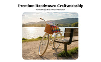 Waterproof Imitation Rattan Front Basket Easy to Clean Front Handlebar Basket Long-Lasting for Parents, Commuting