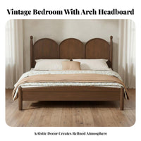 French Design Double Bed Sturdy and Hard-Wearing Solid Wood Bed Frame No Box Spring Needed Bedroom Furniture for Couples, Guesthouse Owners, Apartment