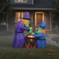 Easy Setup Witch and Cauldron Inflatable Giant Display Holiday Decoration Spooky Illumination for Party