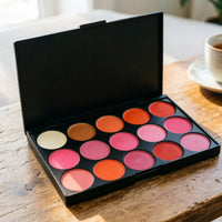 Multi-Shade 15-Color Lipstick Palette Non-Sticky Personal Care Item Glitter Colors for Studio, Salon