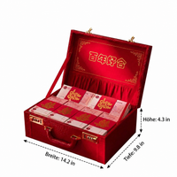 Wedding Money Gift Box, Wedding Gifts for Couple Memory Box, Treasure Chest with Lid and Combination Lock, Faux Leather Look
