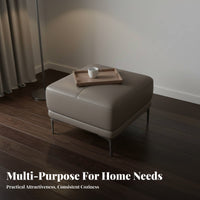Genuine Leather Long Tufted Ottoman Italian Luxury aesthetic Footstool Multi-Functional Upholstered Bench adaptable Use for Interior Decorators, Homeowners, Families, Living Room, Walk-in Closet, Entryway, Hallway