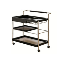 With casters 2-Tier Rolling Cart Movable Serving Trolley Retro design Mobile Rack adaptable Functionality for Apartment Dwellers, Entertainers, Living Room, Small Spaces, Bedroom, Bathroom