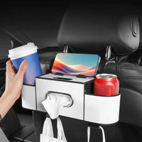 Car Backseat Storage Organizer Multifunction Back Organizer Multifunctional Automotive Tissue Dispenser Holder for Road Trip