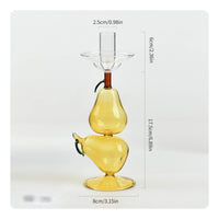 Decorative Pear Candle Holder Amber Candle Holder with Cylinder Sleeve Elegant Candlestick Clear for Brides, Dinner Party, Photo Photography, Wedding Reception