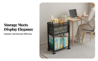 With casters Under-Table Rolling Organizer Easy to Move Under Desk Rolling Organizer Space-Saving Mobile storage shelf Simple Design for Students, Office Workers, Study Room, Classroom, Bedroom, Kitchen
