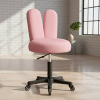 Long-Eared Stool Cute Chair with Wheels Small Chair with Backrest for Nail Technicians, Vanity Table, Beauty Salon