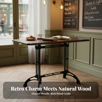 Vintage Design Cafe Table Sturdy Construction Solid Wood Eatery Table Wear Resistant Tabletop Home Furniture for Homeowners, Dessert Shop, Small Areas