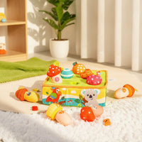 Textile Activity Box Educational Shape Sorter Soft Toy with Mushrooms for Nursery