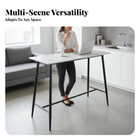 High-Top Table with Stools Light Luxury Design Bar Furniture Sturdy Metal Frame Integrated Footrests for Adults, duos
