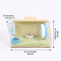 Portable Hamster Cage with Full View Acrylic Hamster Cage Walls, Wood Handle Travel Hamster Cage for Small Pet Travel and Outdoor Travel Use