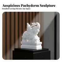 2 Pieces White Marble Elephant Statue Securing Symbol Feng Shui Elephant Pair Traditional Design House Decoration for Housewarming, Tabletop Display