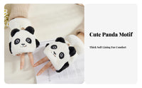 Thick & Warm Panda Flip Top Gloves Soft Convertible Panda Mittens Windproof for Students, Children 6+, Cycling, Outdoor, Texting