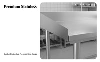 Stainless Steel Work Table with Backsplash Easy to Clean Commercial Kitchen Prep Table Rust-Resistant for Restaurant Chefs, Hotel, Bakery, Workshop